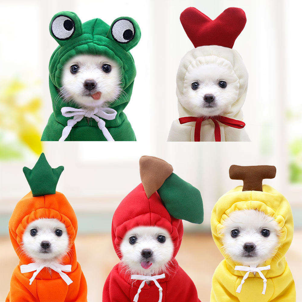 Fruit-Print Fleece Dog Hoodie for Small Dogs & Puppies