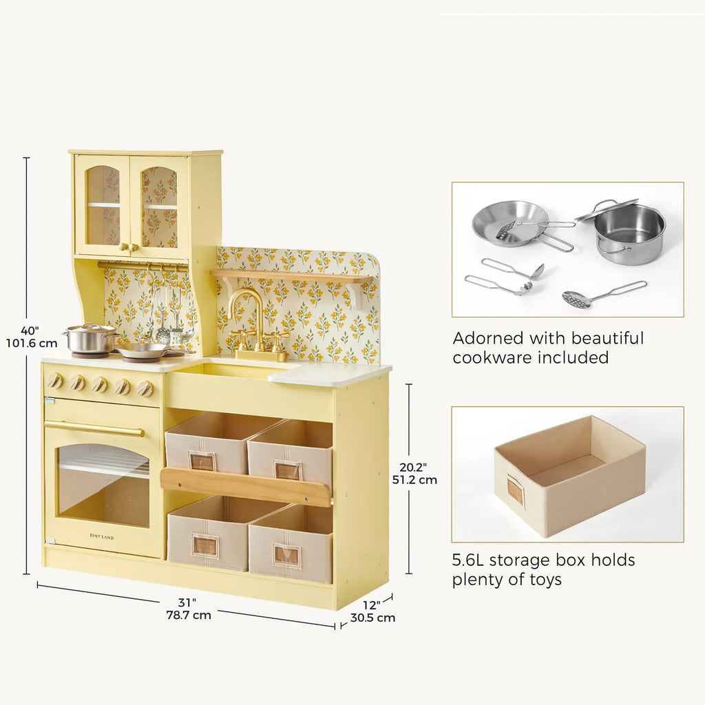 Tiny Land Wooden Play Kitchen with Storage