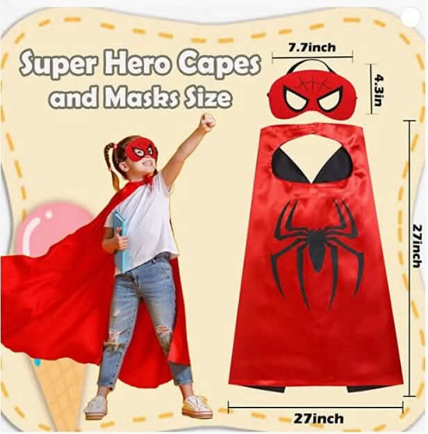 Superhero Reversible Cape & Mask Set, 6-Pack