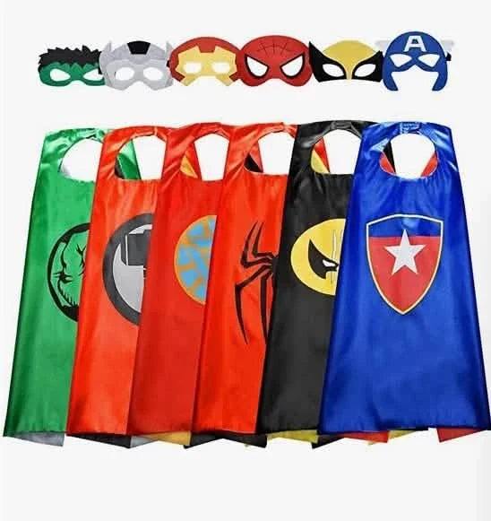 Superhero Reversible Cape & Mask Set, 6-Pack
