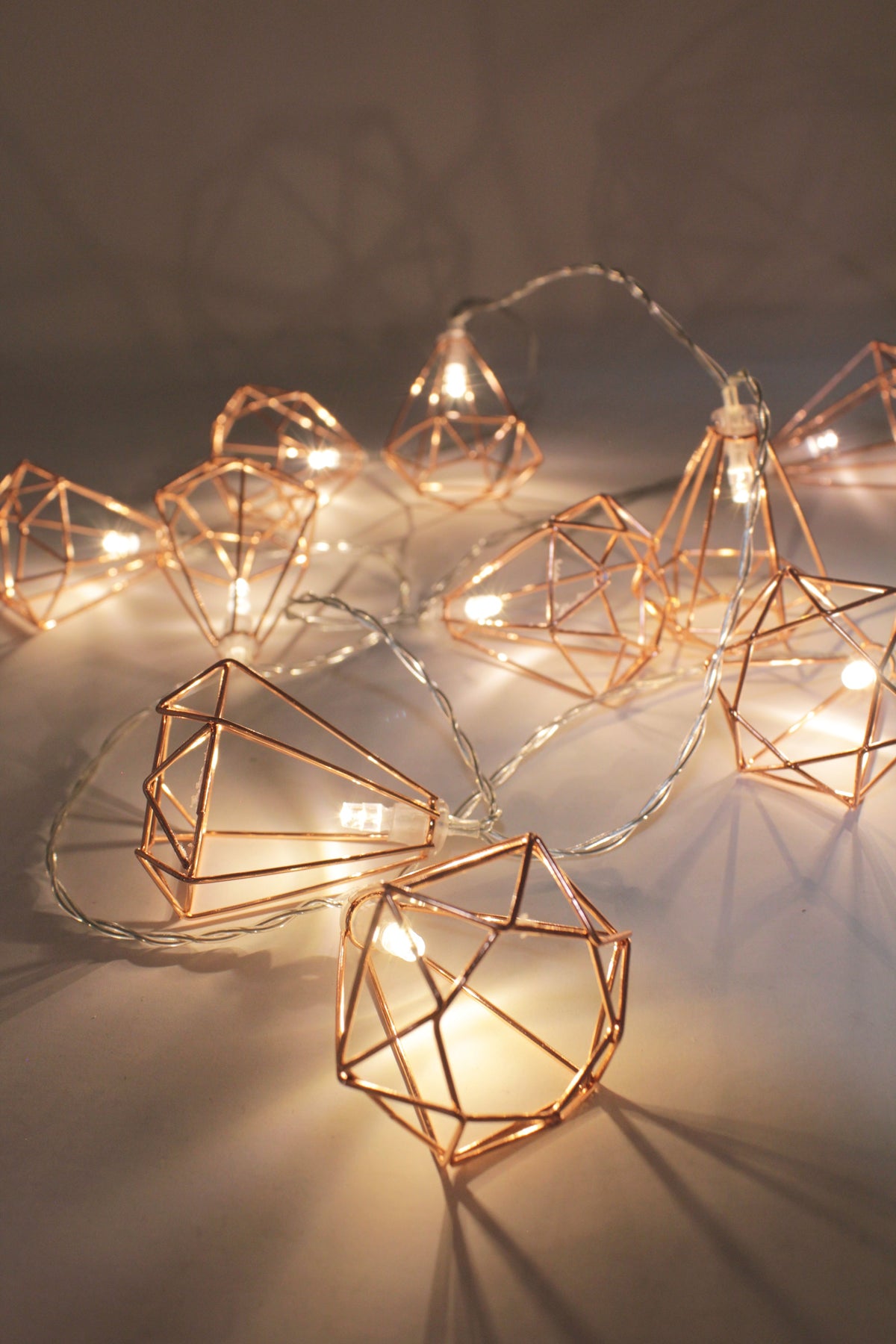 Rose Gold Diamond Fairy Lights — 10 Warm White LEDs