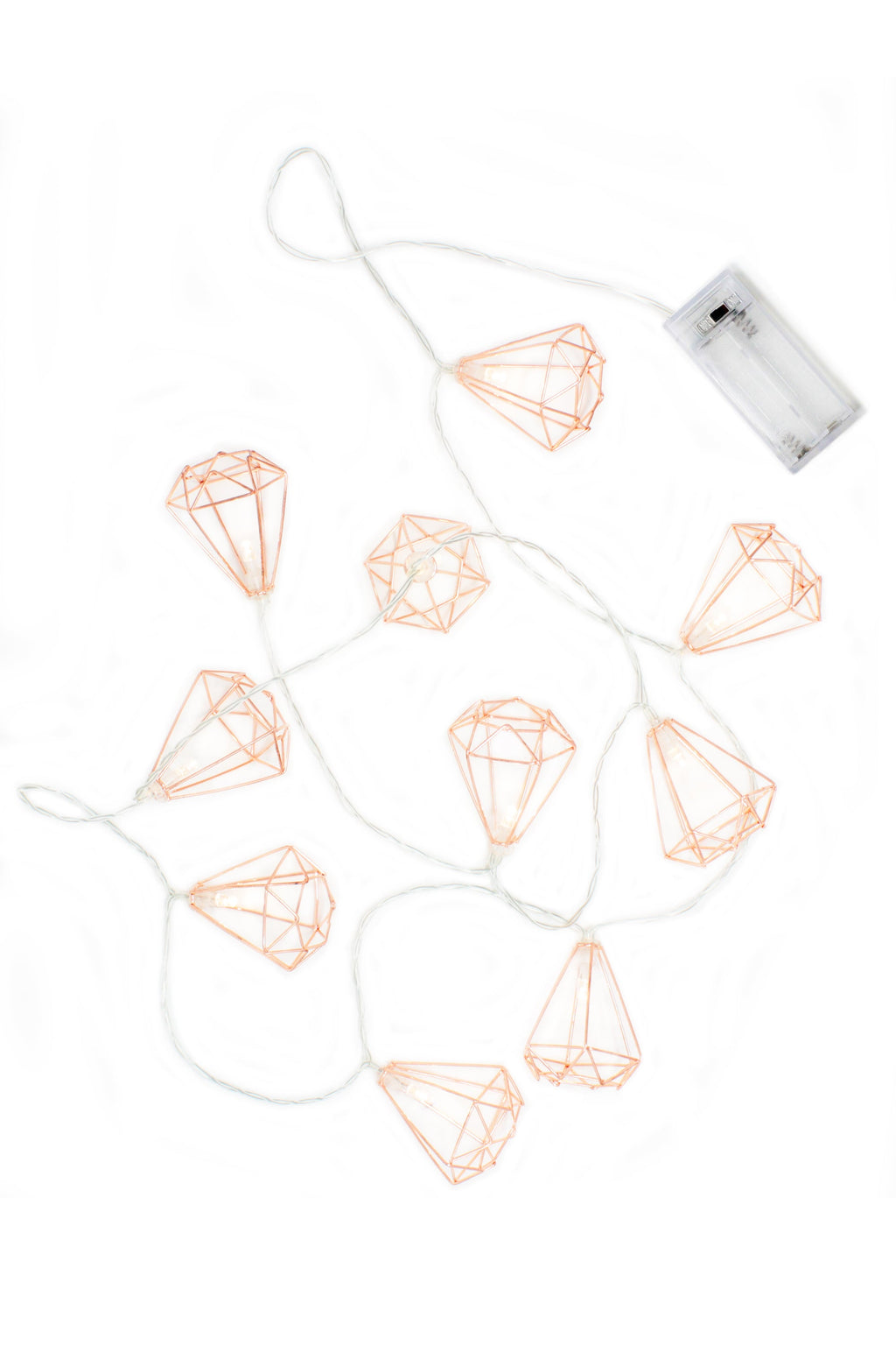 Rose Gold Diamond Fairy Lights — 10 Warm White LEDs