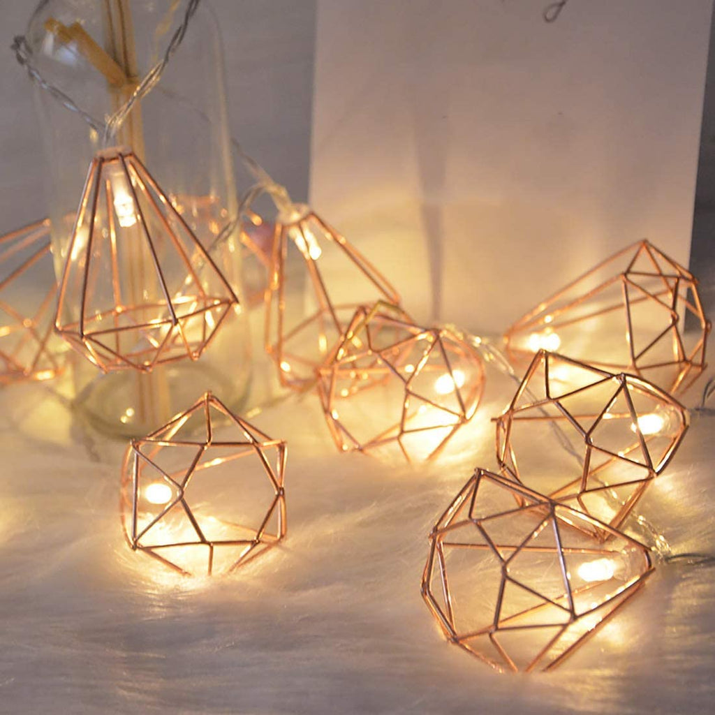 Rose Gold Diamond Fairy Lights — 10 Warm White LEDs