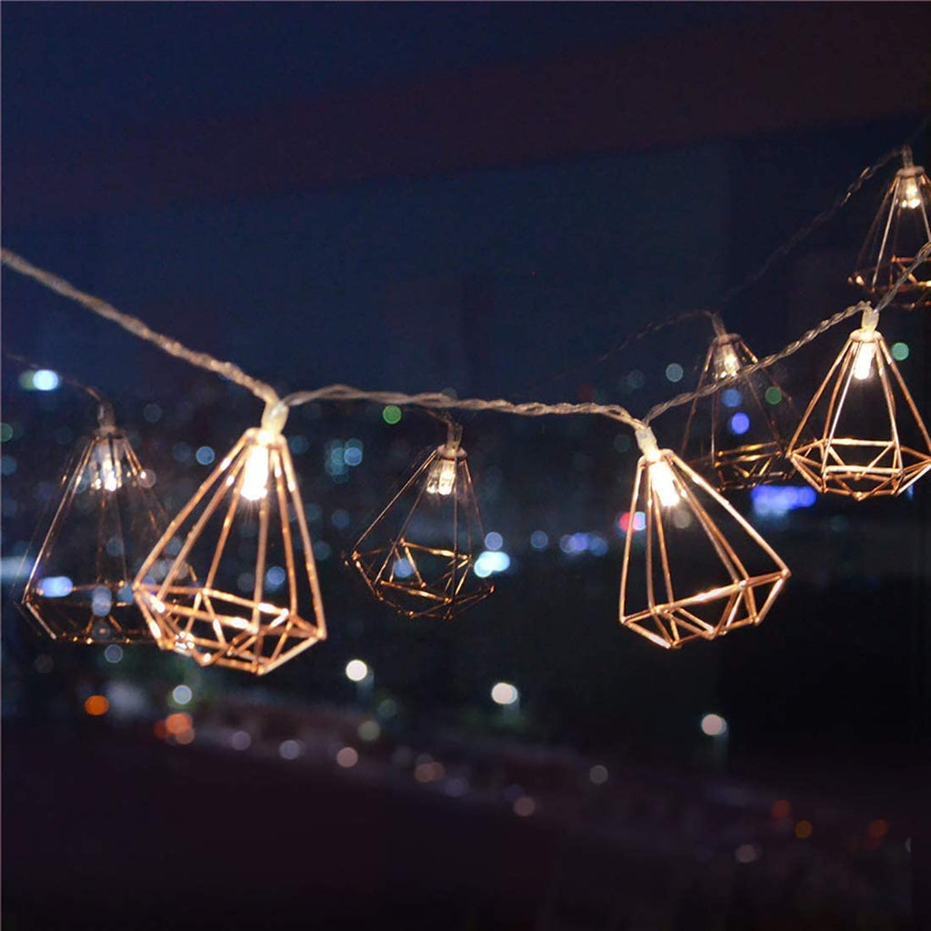Rose Gold Diamond Fairy Lights — 10 Warm White LEDs