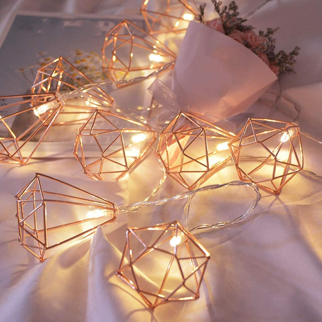 Rose Gold Diamond Fairy Lights — 10 Warm White LEDs