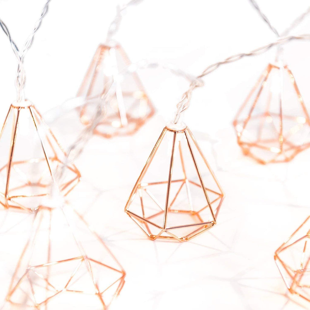 Rose Gold Diamond Fairy Lights — 10 Warm White LEDs