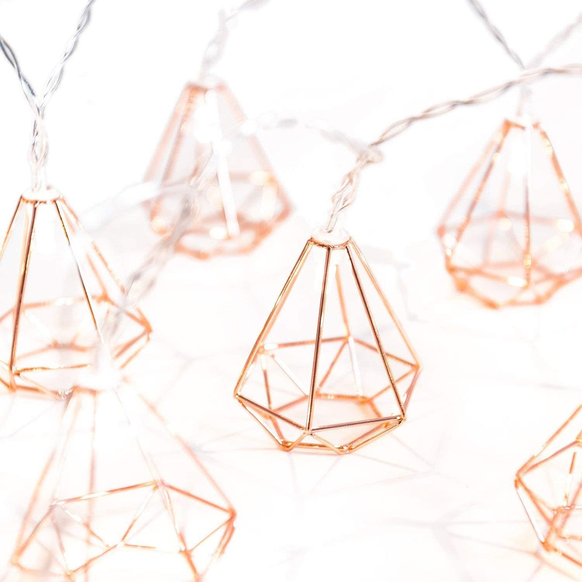 Rose Gold Diamond Fairy Lights — 10 Warm White LEDs