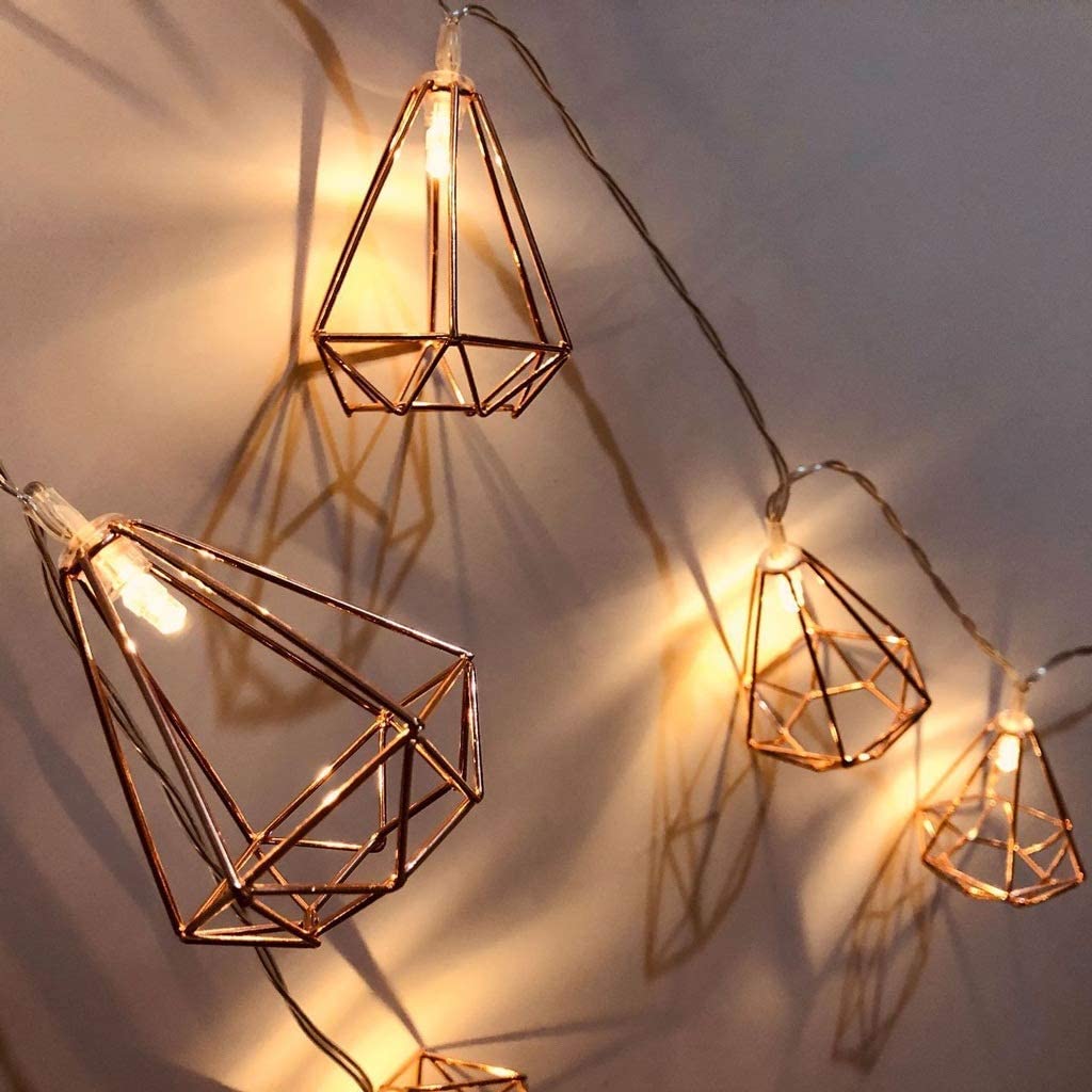 Rose Gold Diamond Fairy Lights — 10 Warm White LEDs