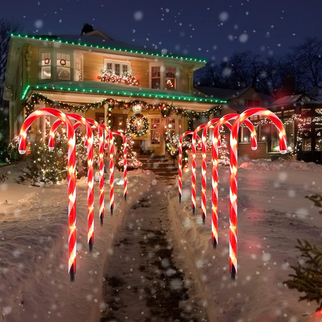 Outdoor Solar Candy Cane Lights with 45 LEDs