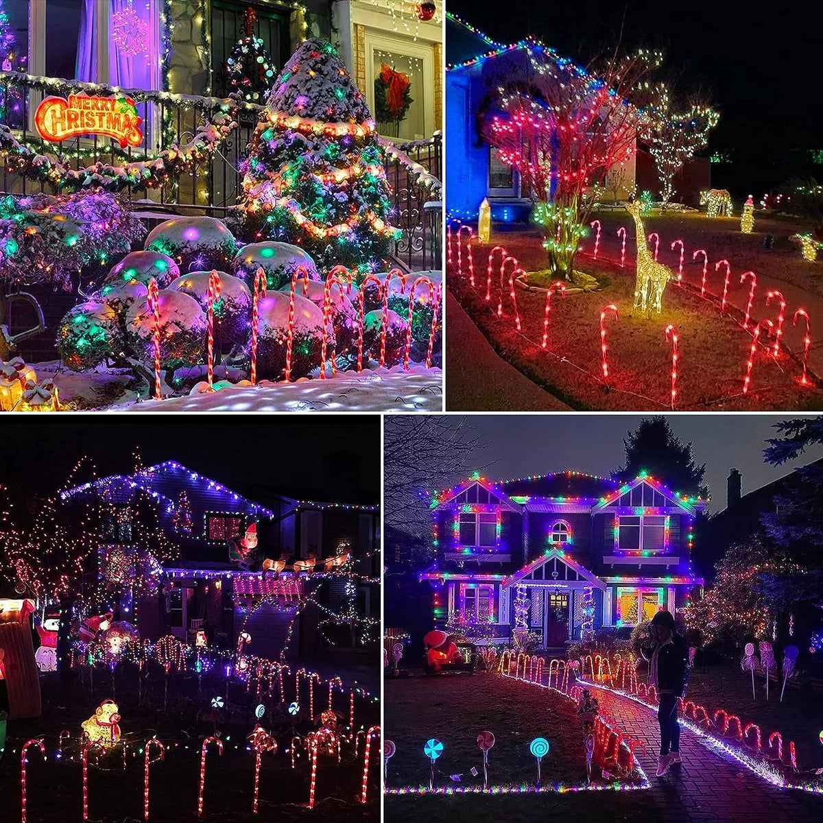 Outdoor Solar Candy Cane Lights with 45 LEDs