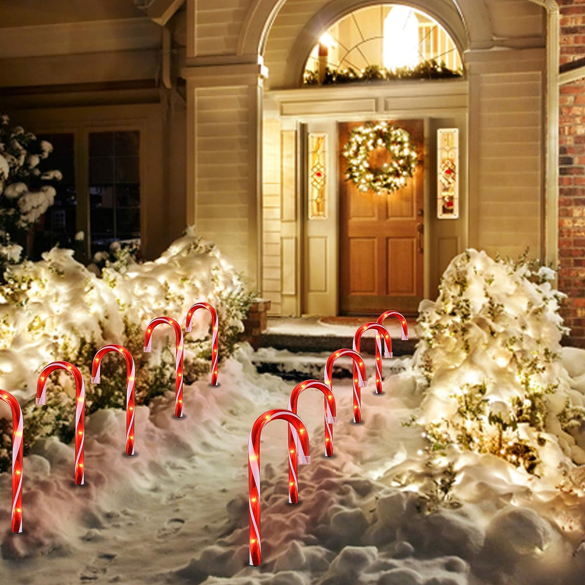 Outdoor Solar Candy Cane Lights with 45 LEDs