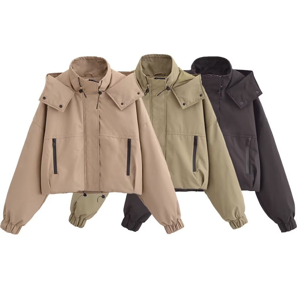 Hooded Zip-Front Jacket