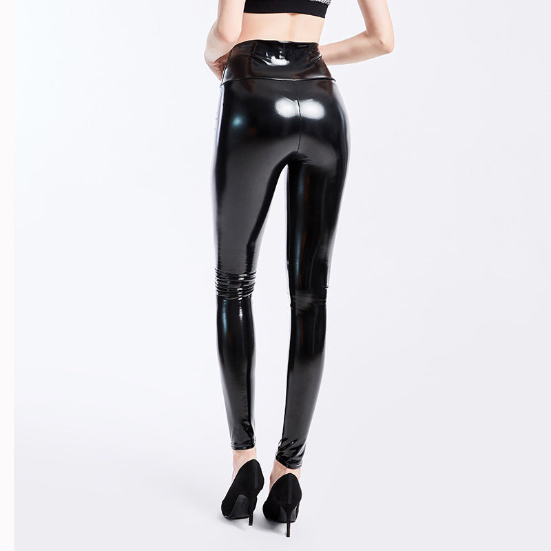 Women's Plus Size High-Waist Shiny Faux-Leather Leggings