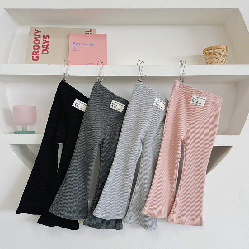 Girls’ Solid-Color Stretch Flared Pants