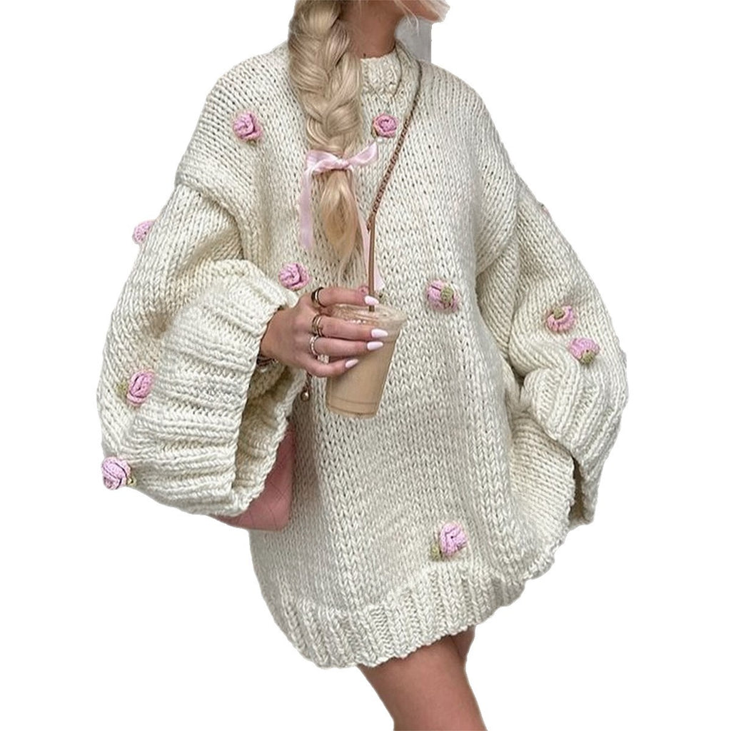 Floral Embroidered Mock-Neck Sweater