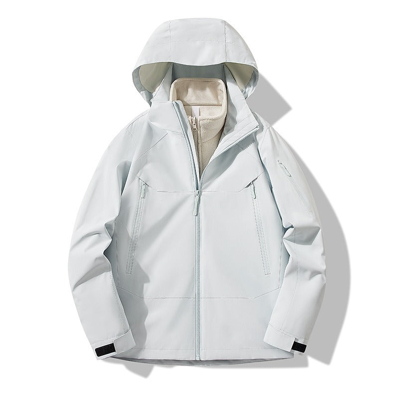 Unisex Plus Size 3-in-1 Waterproof Fleece-Lined Jacket