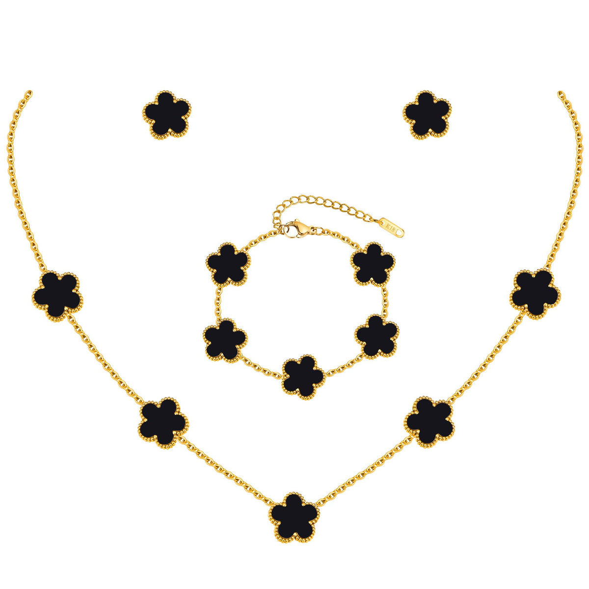 18K Gold-Plated Stainless Steel Floral Jewelry Set