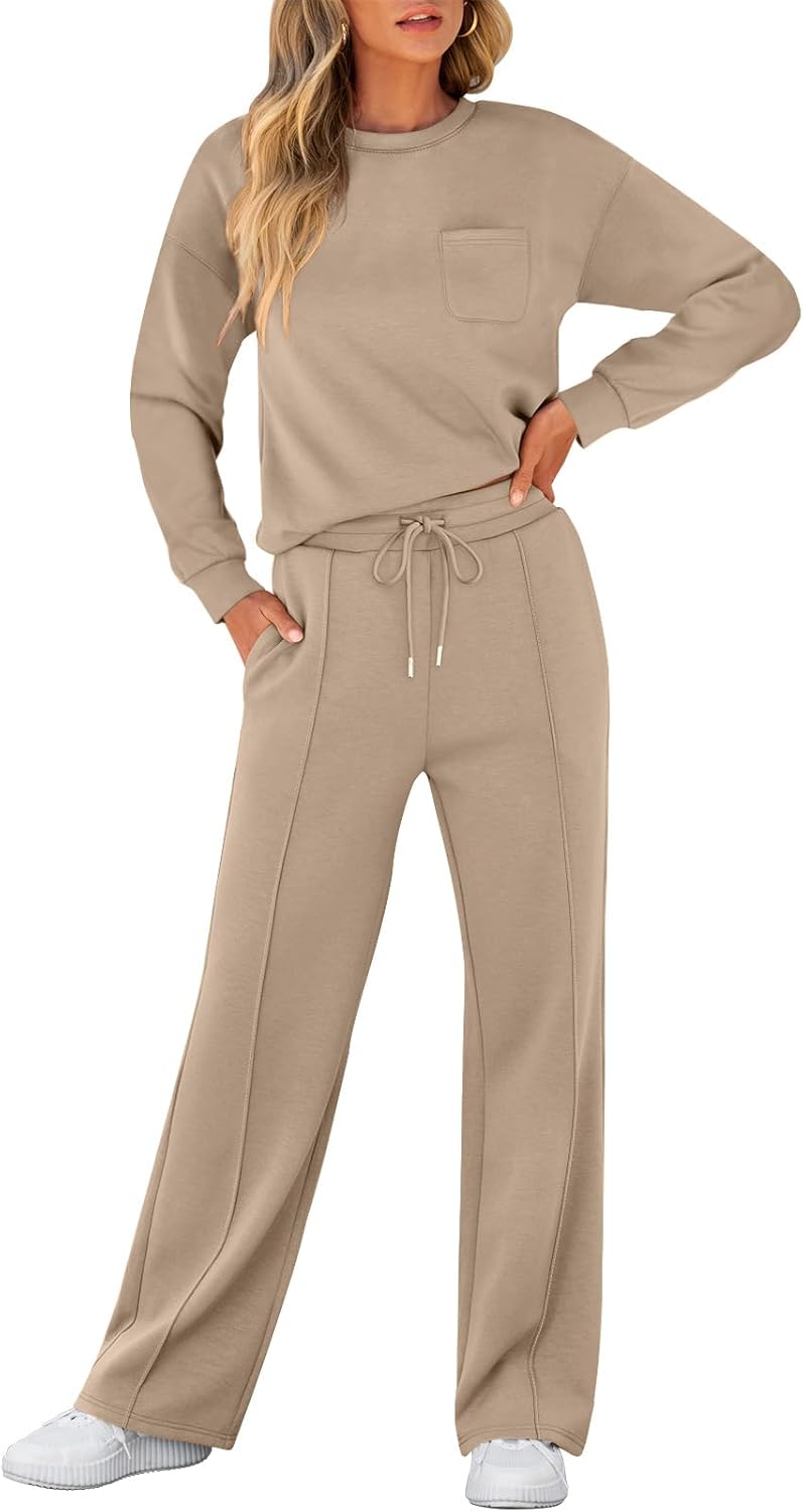 ANRABESS Women’s Long-Sleeve Top & Sweatpants Set