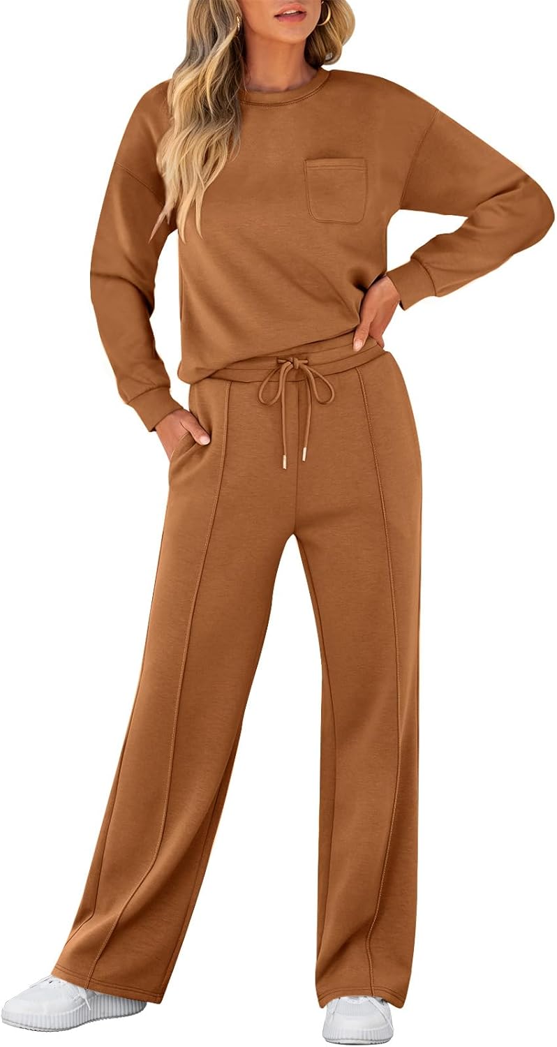 ANRABESS Women’s Long-Sleeve Top & Sweatpants Set