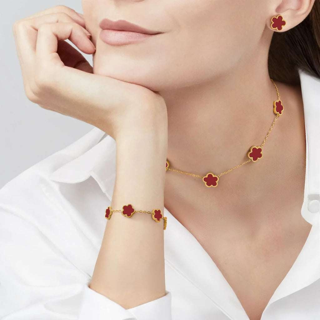 18K Gold-Plated Stainless Steel Floral Jewelry Set