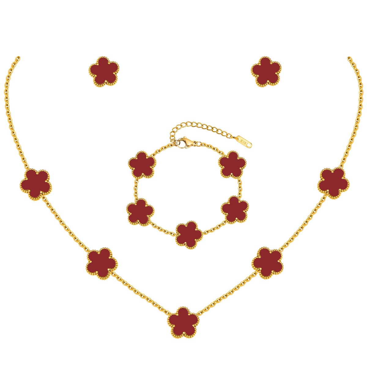 18K Gold-Plated Stainless Steel Floral Jewelry Set