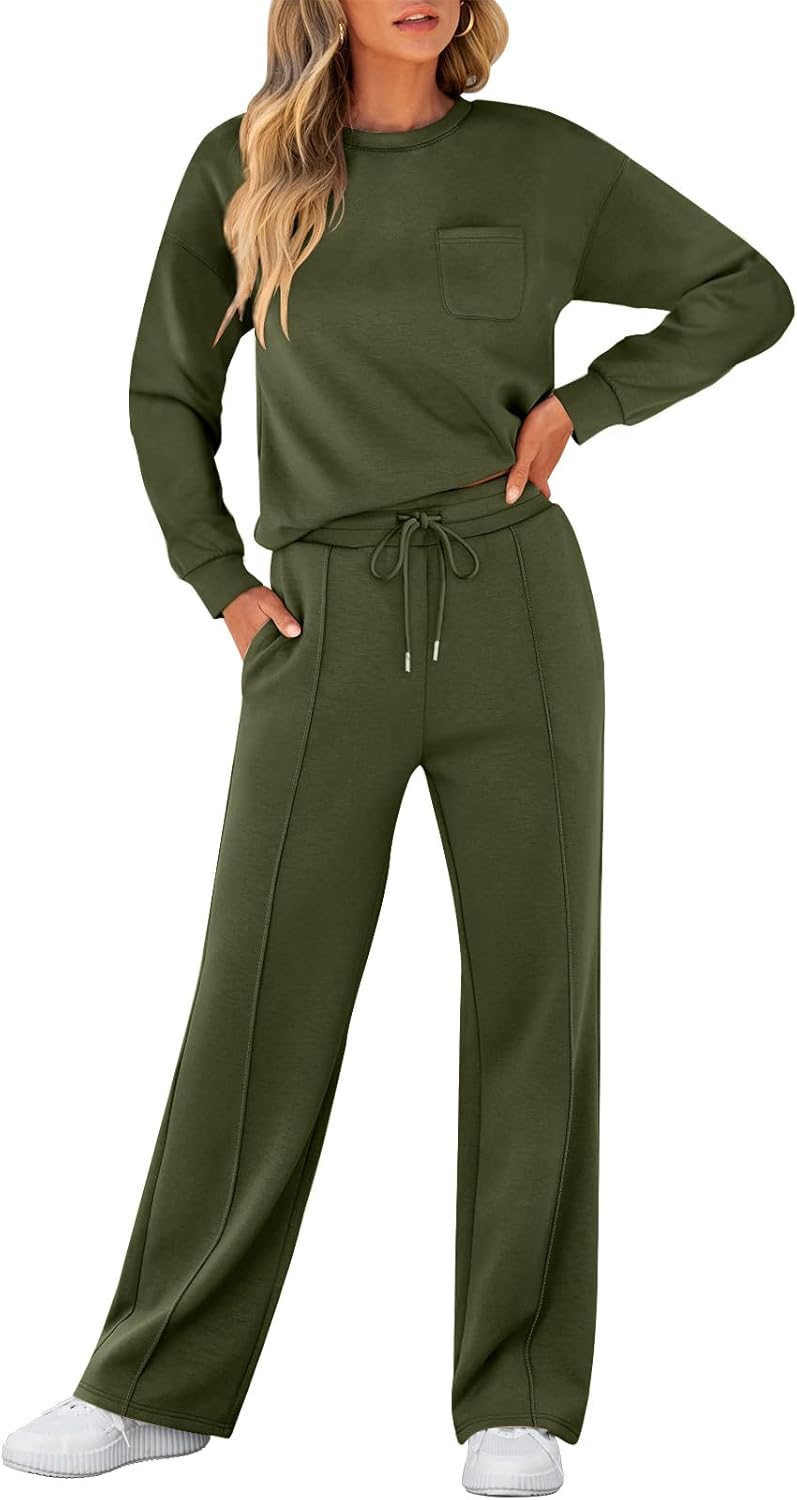 ANRABESS Women’s Long-Sleeve Top & Sweatpants Set