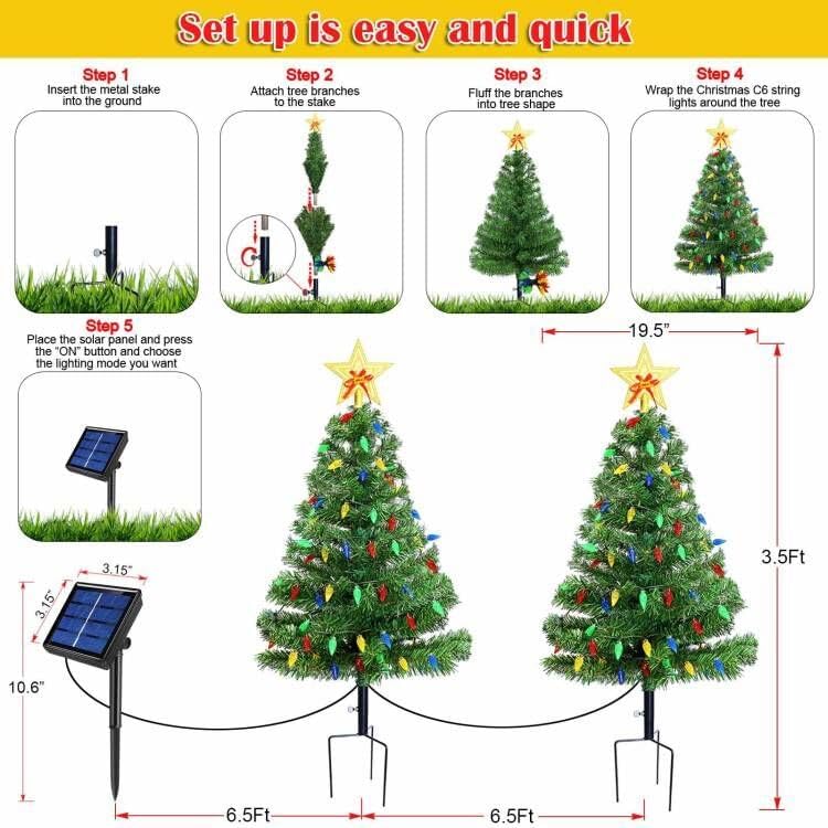 Upgraded Set of 2 Solar Christmas Tree