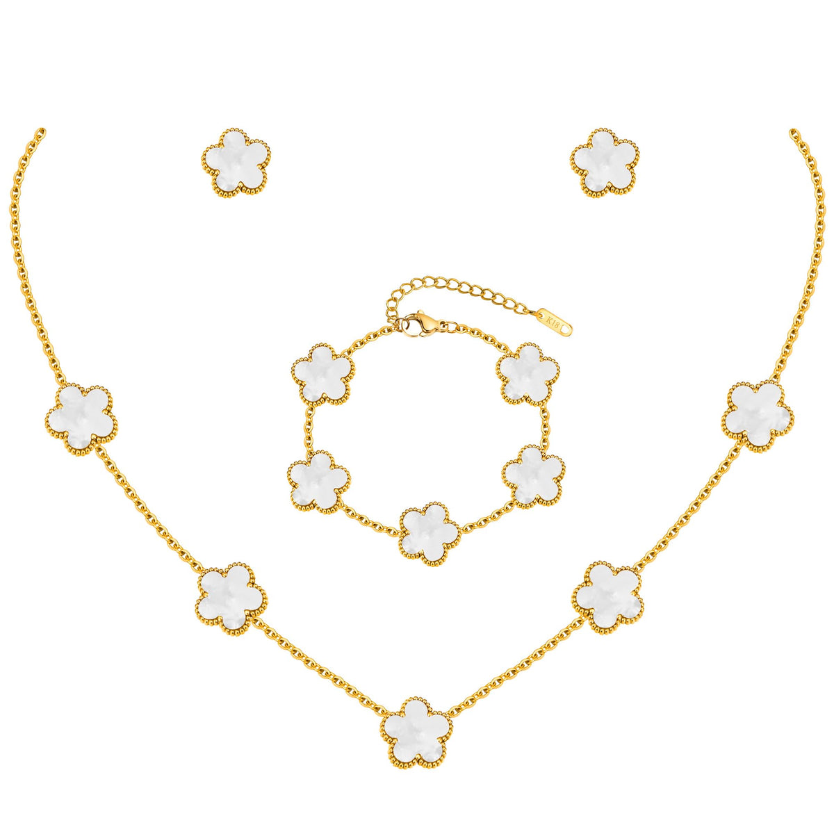 18K Gold-Plated Stainless Steel Floral Jewelry Set