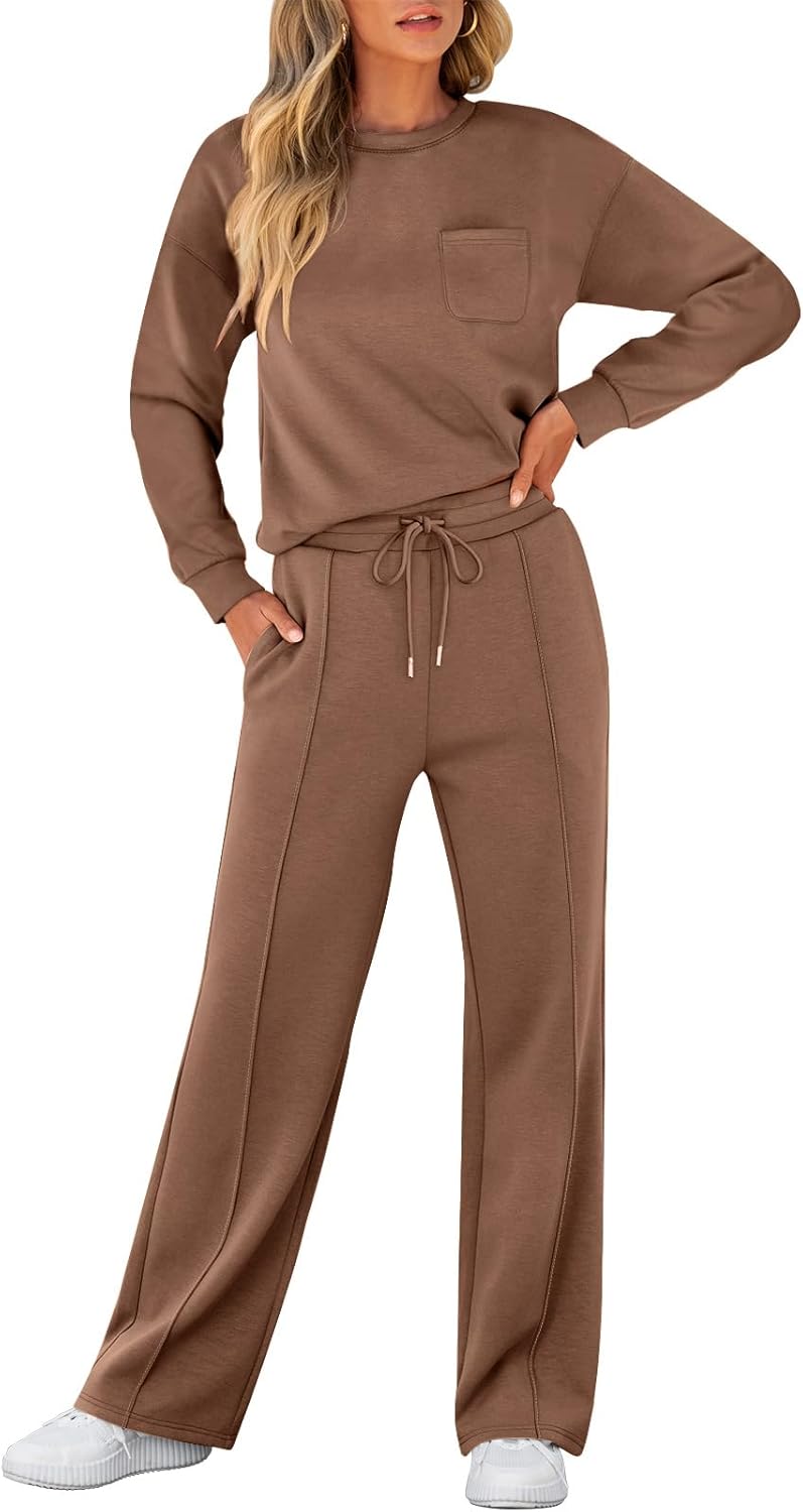 ANRABESS Women’s Long-Sleeve Top & Sweatpants Set