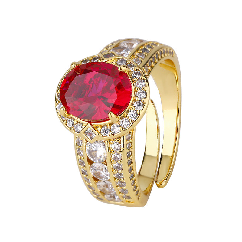 18K Gold-Plated Colorful Stone Statement Ring
