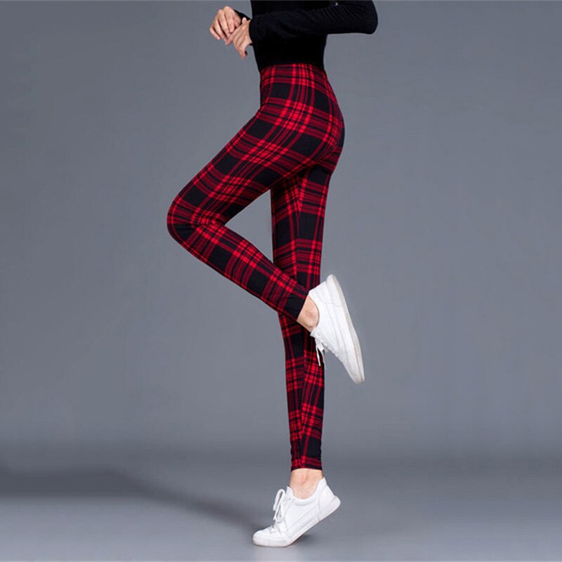 Women's Plus Size Plaid High-Waist Leggings