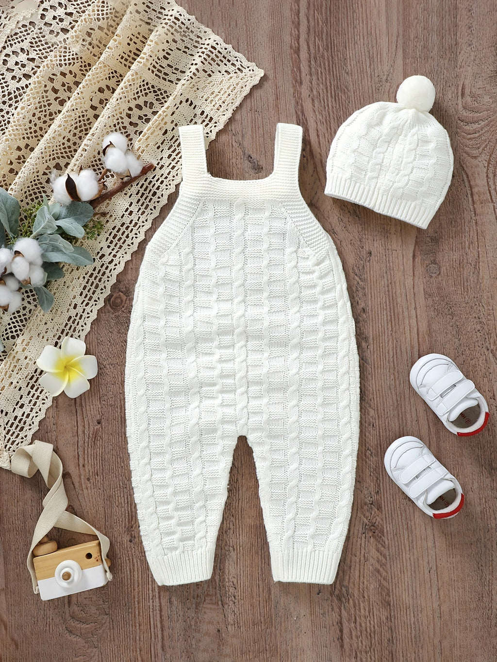 DOVFANNY Baby Sleeveless Knit Jumpsuit Outfit