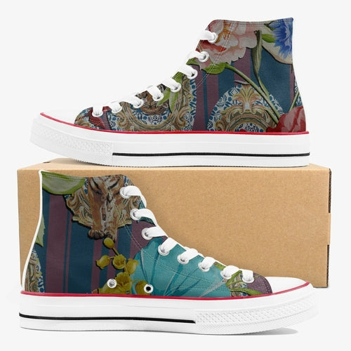 Jacki Easlick Tiger Flower High-Top Canvas Sneakers