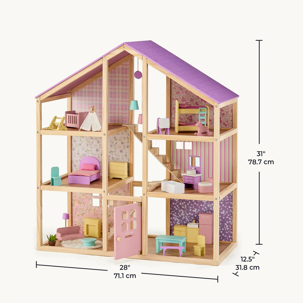 Tiny Land Sweetwood Unicorn Dollhouse with Wooden Dolls
