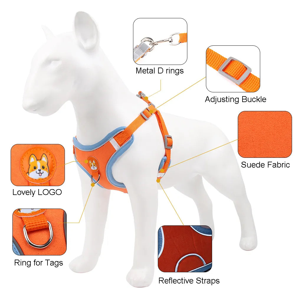 Reflective Dog & Cat Harness with Leash – Adjustable No-Pull Vest