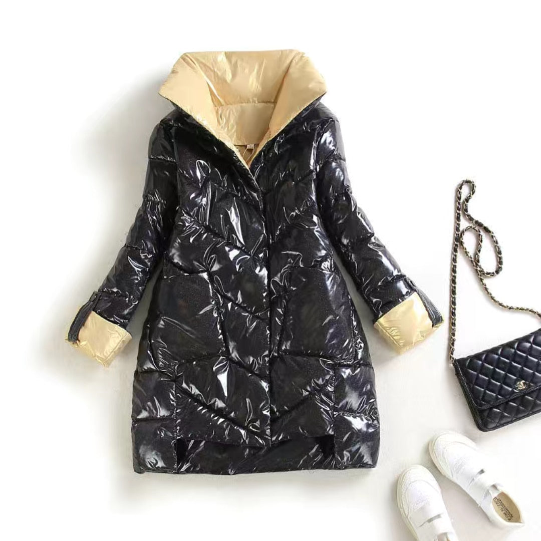 Quilted Hooded Long Parka Coat