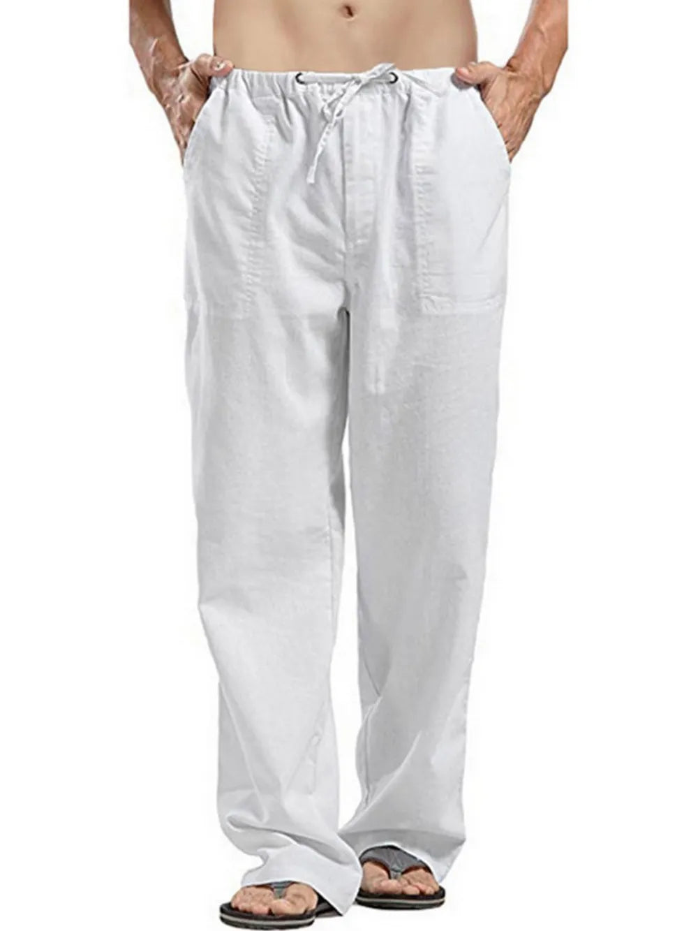 Men's Plus Size Drawstring Straight-Leg Pants