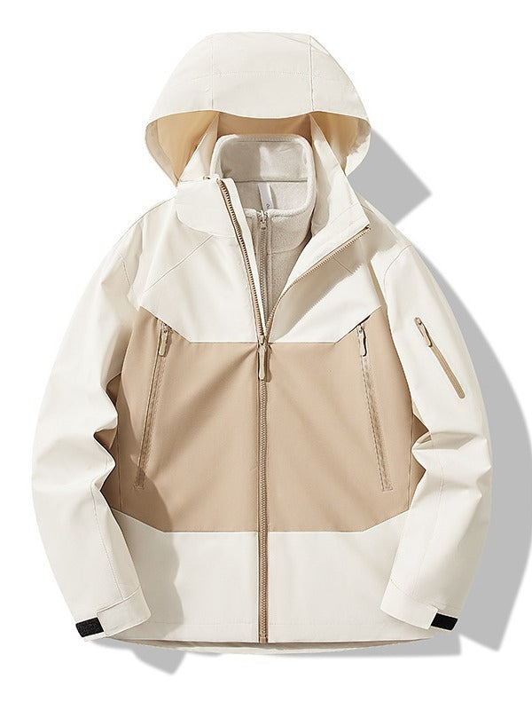 Unisex Plus Size 3-in-1 Waterproof Fleece-Lined Jacket