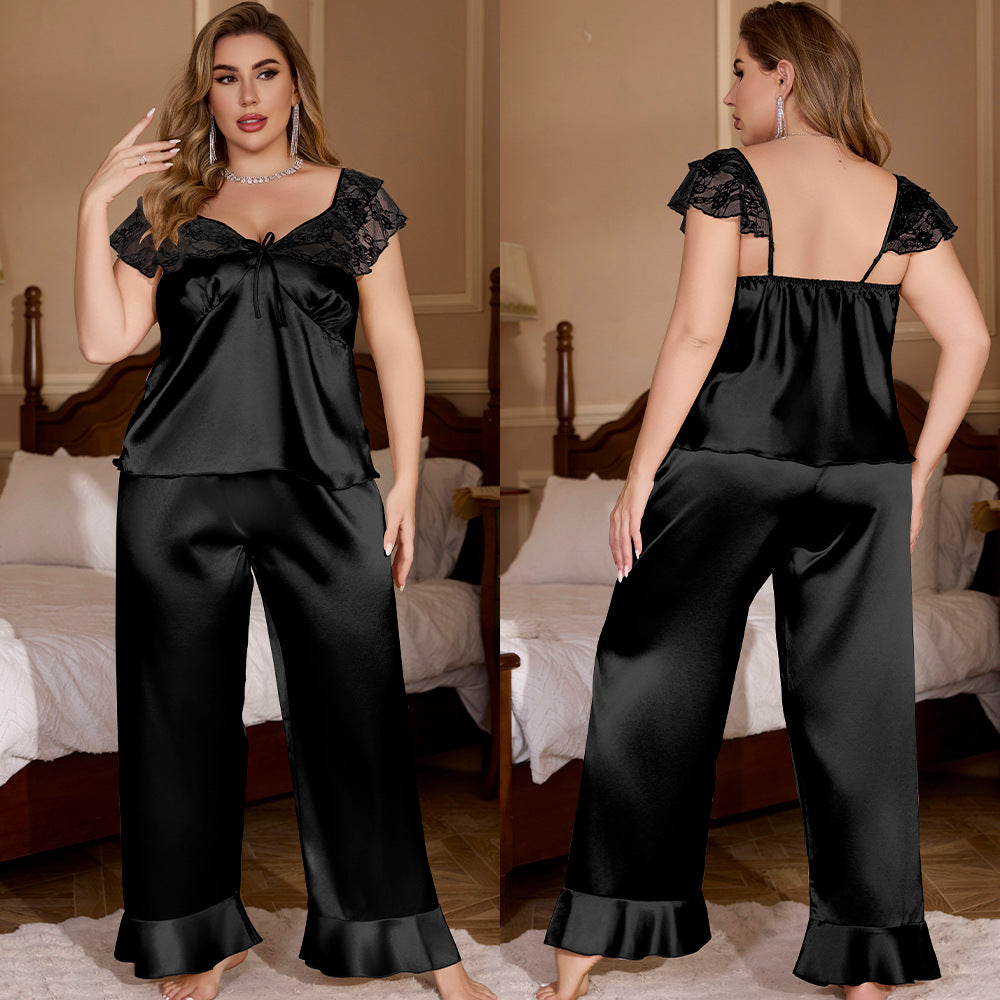 Women's Plus Size Satin-Look Pajama Set