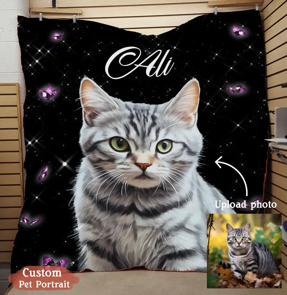 Custom Pet Portrait Fleece Photo Blanket