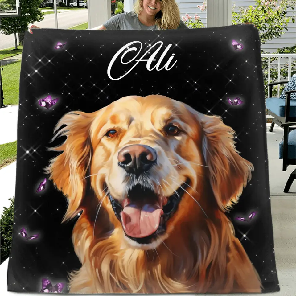 Custom Pet Portrait Fleece Photo Blanket