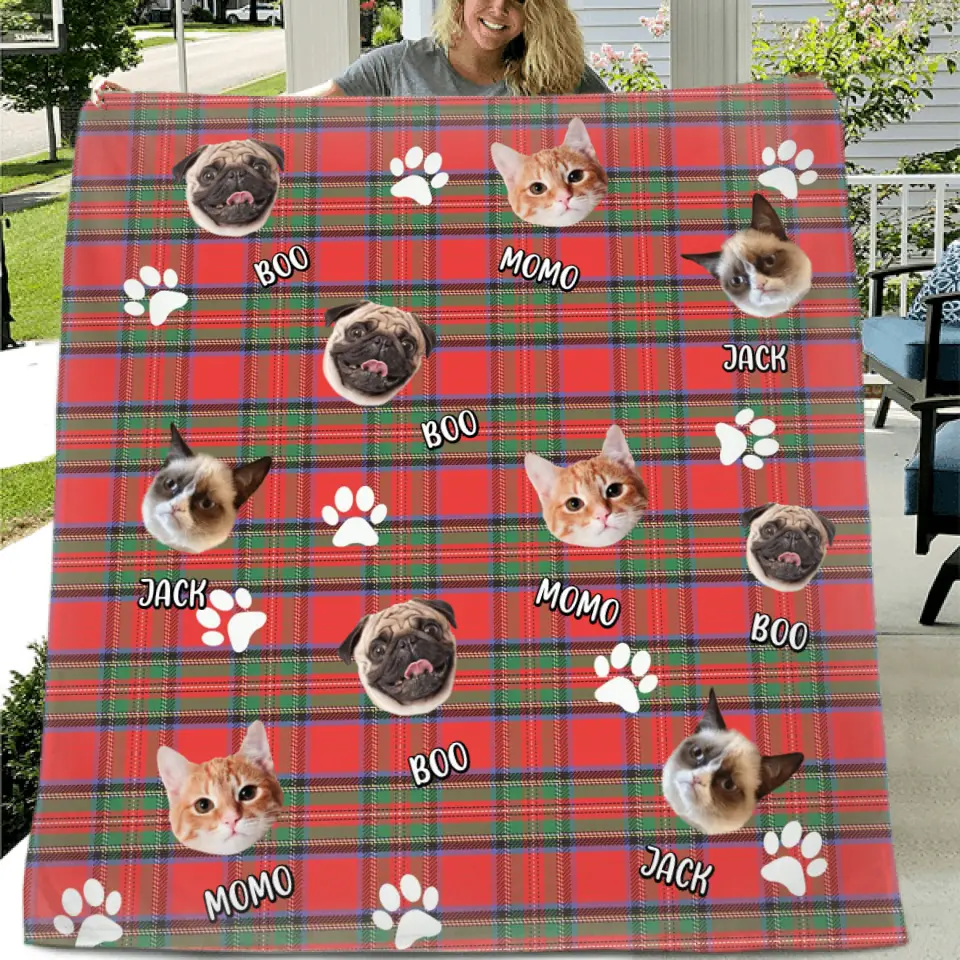Custom Pet Photo Fleece Blanket or Quilt – Up to 3 Photos