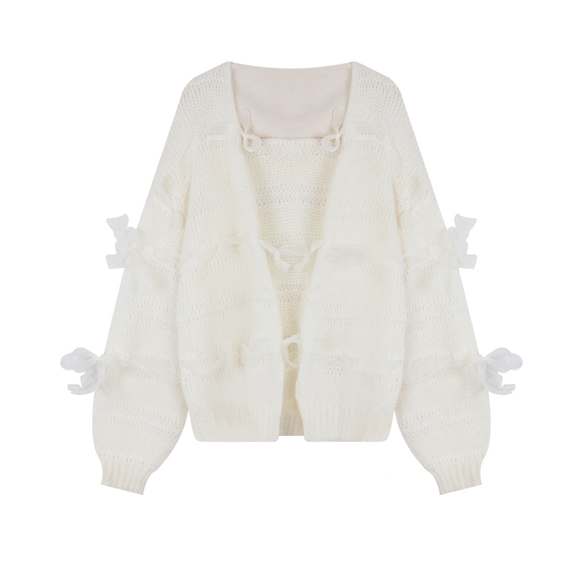 Oversized Bow-Detail Mohair Cardigan