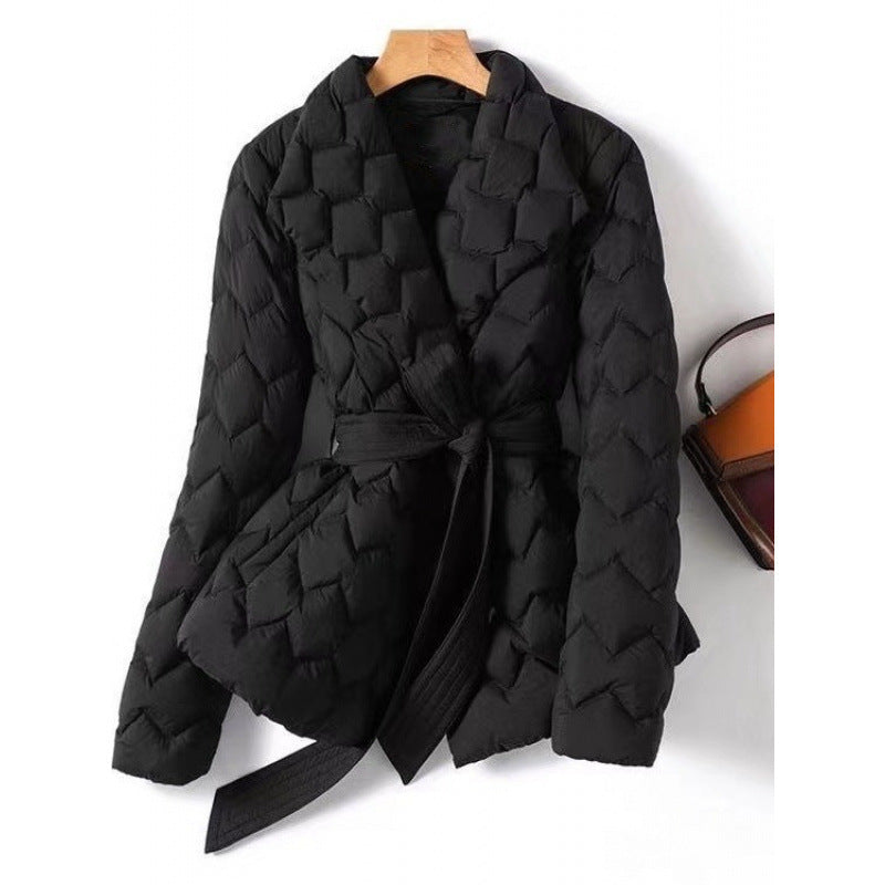 Women's Plus Size Belted Down-Cotton Jacket
