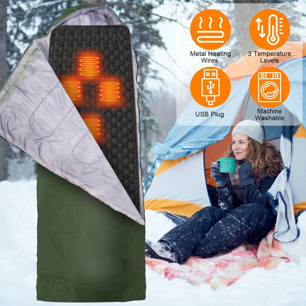 USB Heated Sleeping Bag Liner — 3 Heat Settings