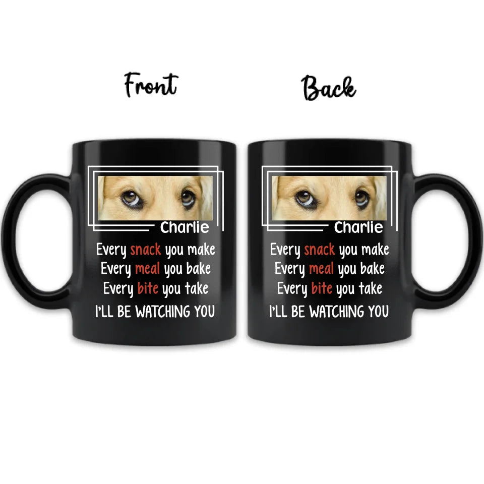 Personalized Dog Photo Black Ceramic Mug – 11 or 15 oz