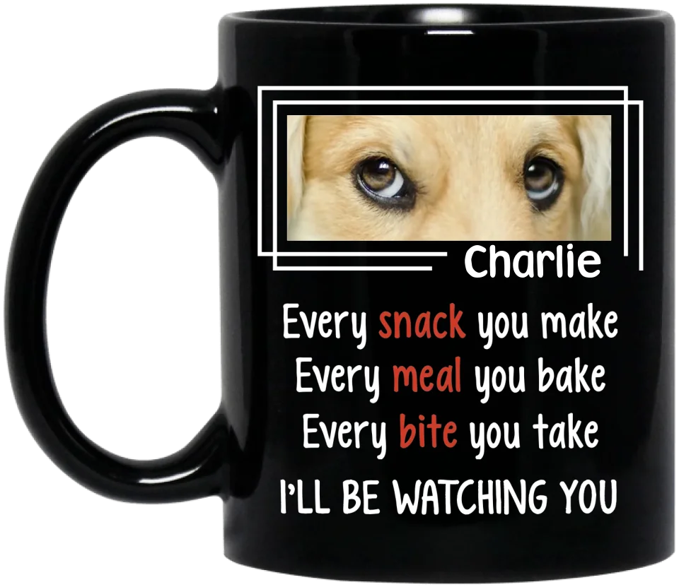 Personalized Dog Photo Black Ceramic Mug – 11 or 15 oz