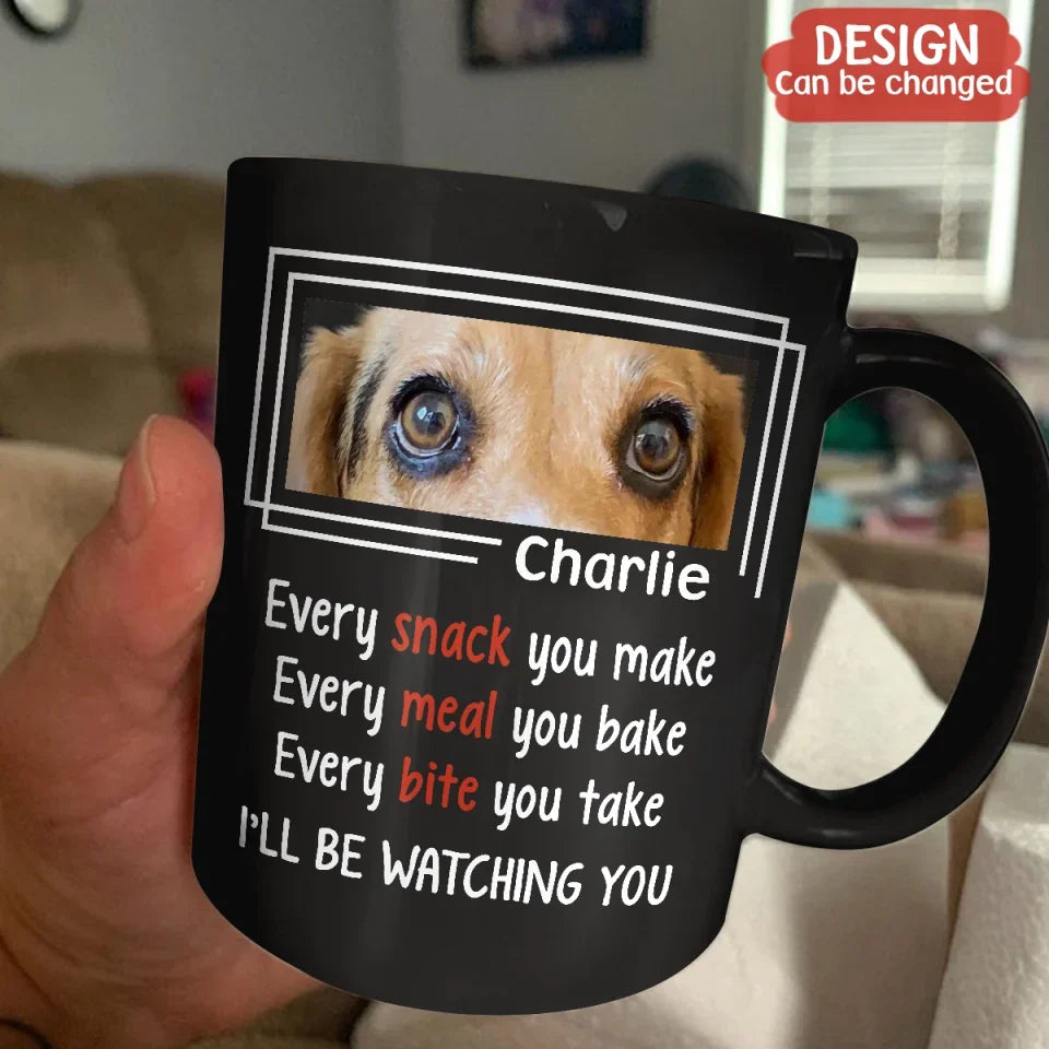 Personalized Dog Photo Black Ceramic Mug – 11 or 15 oz