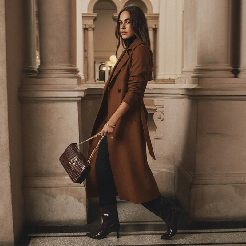 Women's Plus Size Belted Wool-Blend Coat