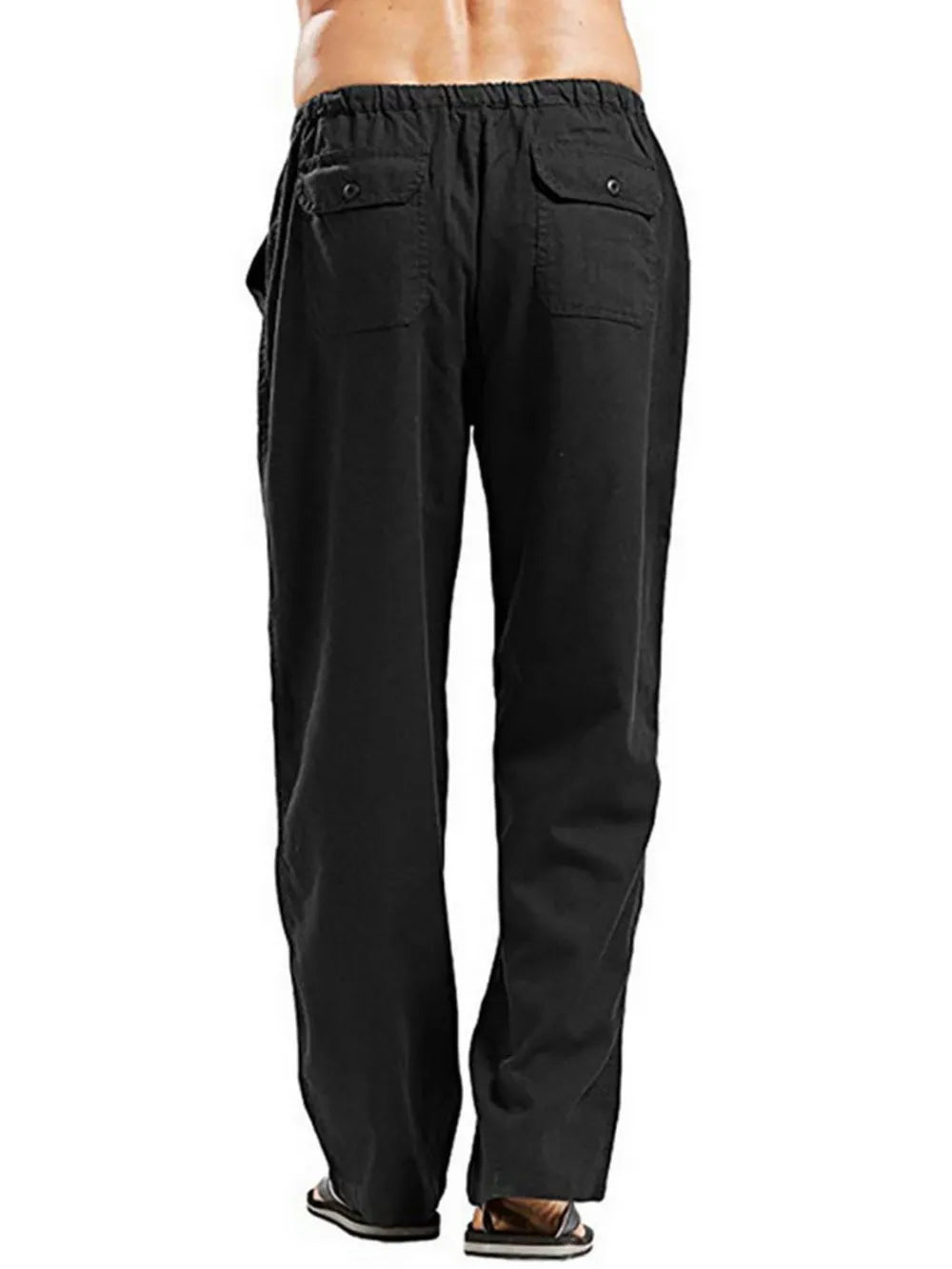 Men's Plus Size Drawstring Straight-Leg Pants